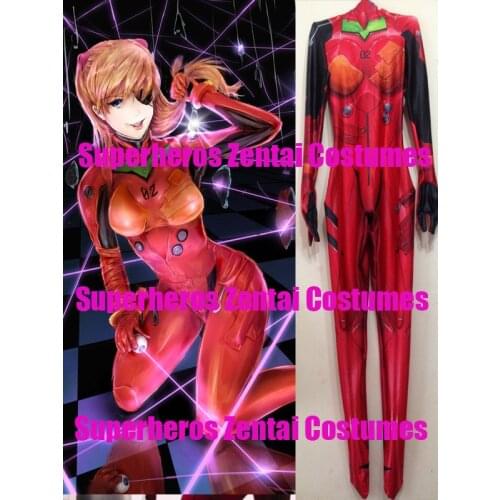3D Print Asuka Langley Soryu Cosplay Costumes Asuka 3.0 Zentai Bodysuit Custom Plug Suit