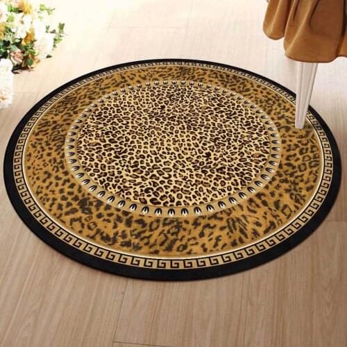Leopard Print Mat Living Room Round Carpet Modern European Wild Yellow Brown Black Bedroom Floor Rug Anti Slip Chair Lounge Rug