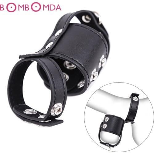 Leather MenPenis Sleeve Ring Dick Bondage Kit Penis Sleeve Adults Sex Toy For Men Cockring Penis Chastity Belt Device Penis Ring