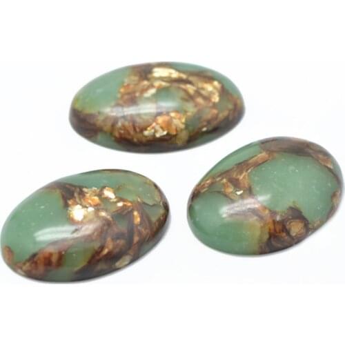 Colorful Oval Gold Copper Stone Regalite Cabochons CAB Flatback Semi-Precious Gemstone Dyed for Jewelry Making Handmade Crafts