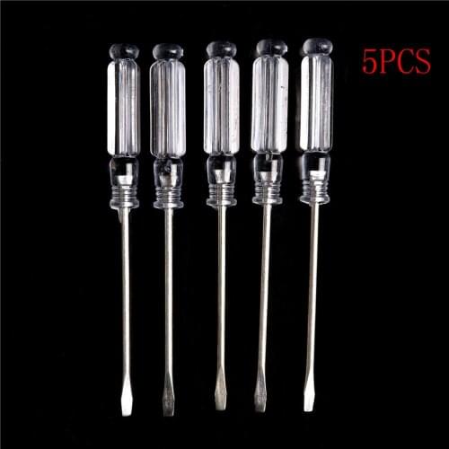 Mini Small Magnetic Precision Clear Screwdriver Home Repair Tool Nonslip Handle Flat Head Slotted Screwdriver 5pcs/lot