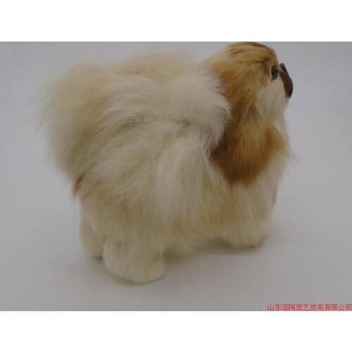 Simulation cute squatting pekingese 20x9x17cm model polyethylene&furs dog model home decoration props ,model gift d543