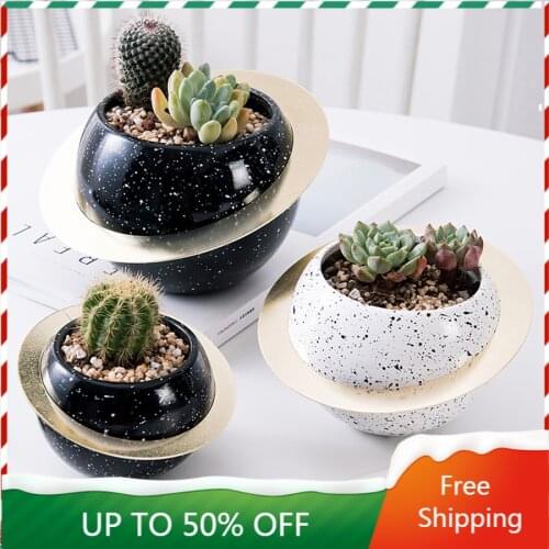 Black Plant Pot Set Large Bathroom Balcony Modern Flowerpot Round Succulents Minimalist Garden Macetero Desk Decoration ZZ50HP