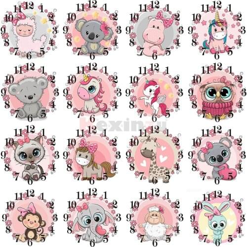 Full Square Round 5D Diamond Painting Kit With Clock Mechanism Cross stitch Diamond Embroidery Mosaic Animal Cartoon Gift