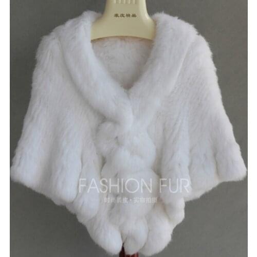 FXFURS 2020 Handmade Fur Cape Knitted Rabbit Fur Shawl Genuine Rabbit Fur Cloak Cape Bride Fur Cape Women