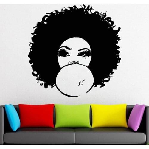 African Style Wall Decal Beauty Salon Girl Bedroom Home Decor Woman Face Africa Afro American Mural Art Vinyl Wall Sticker S973