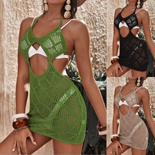 New Moda Women Casual Bikini Plus Size Hollow Out Swimsuit Cover Up Beach Dress Breathable 2021 Summer Kупальник Женский