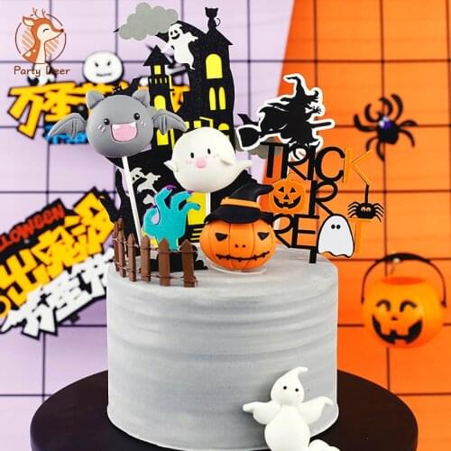 New Cartoon Toy Kids Party Supplies Ghost Anime Witch Miniature Figures Pumpkin Halloween Cake Topper