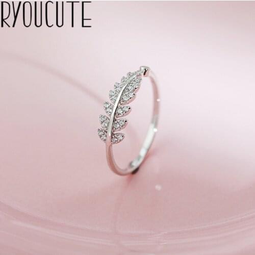 Original Design Popular Crystal Leaf Finger Ring Simple Rings for Women Wedding Engagement Jewelry Gifts