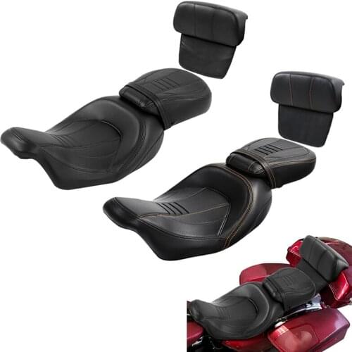 Motorcycle Rider Passenger Seat Backrest Pad For Harley Touring Street Glide Road King Road Glide 2014-2020