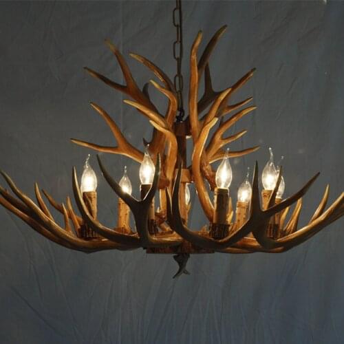 Horn deer resin Chandelier Lighting For Living room Bedroom Hotel Antler LED Chandelier Loft Vintage Retro Chandelier Lighting