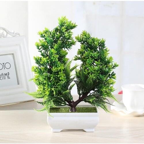 1 Set Artificial Potted Plant Portable Eco-friendly Plastic Home Decor Simulation Bonsai Pine for Balcony