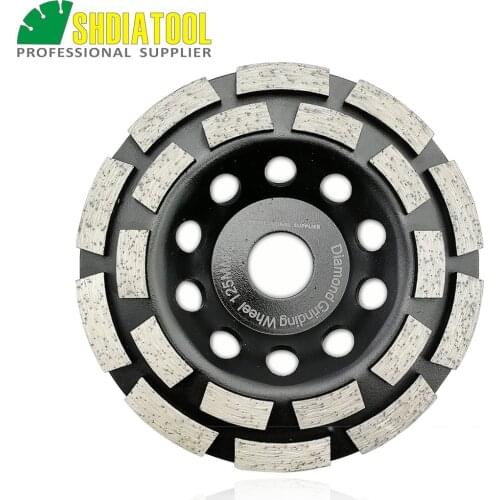 SHDIATOOL 5 inch Diamond Double Row Grinding Cup Wheel 125MM Grinding disc bore 20mm/16mm