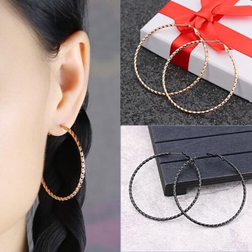 Modern 2020 Gold Big Round Thin Hoop Female Earrings Jewerly With Charm For Woman Girls Ear Clip Korean different earrings cheap