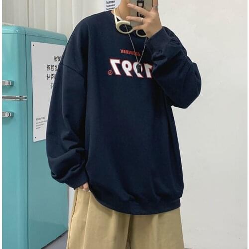 Autumn Men Sweatshirts Men Women Pullover Harajuku O-neck Long Sleeve Popular Black 1997 Printed Oversized Sweatshirts Moletom