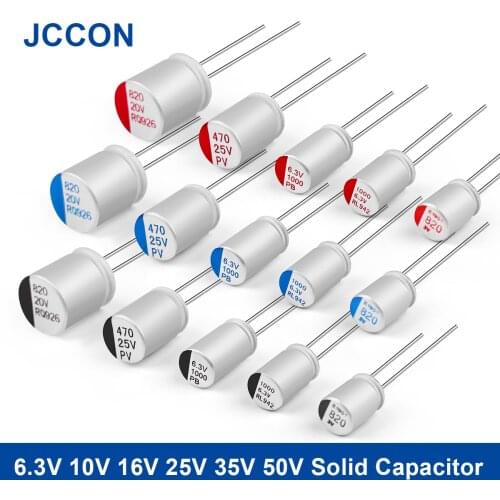 10PCS Solid Capacitor Motherboard 6.3V 10V 16V 25V 35V 50V 100UF 270UF 470UF 560UF 100UF 1000UF Graphics Card Solid Capacitors