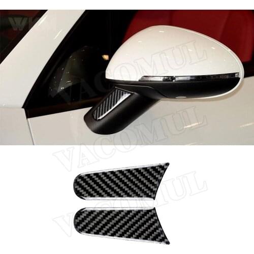 Carbon Fiber Door Side Rearview Mirror Handle Panel Trim Cover Decal Stickers for Porsche Macan 2015-2018 Car Accessories