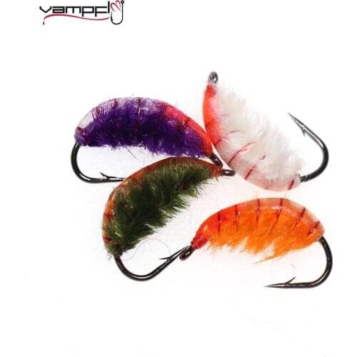 Vampfly 8PCS 10# Scud Bug Worm Czech Nymphs Scud Bug Worm Flies Tying On Barbed Hook For Trout Bass Bluegill Fishing Lure Baits
