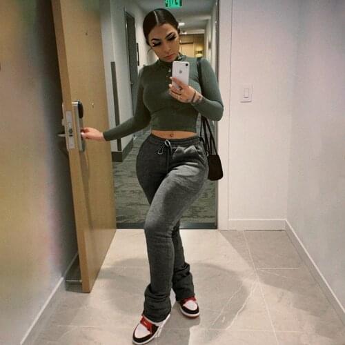 2020 Winter Thick Warm Sweatpants For Womens Casual Cotton Soft Lacing Drawstring Bottoms Trousers Stacked Leggings Sportswear