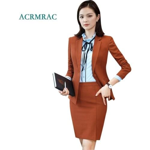 ACRMRAC Womens suit New Spring and autumn Solid color Slim Blazers skirt Business OL Formal Skirt Suits 8310
