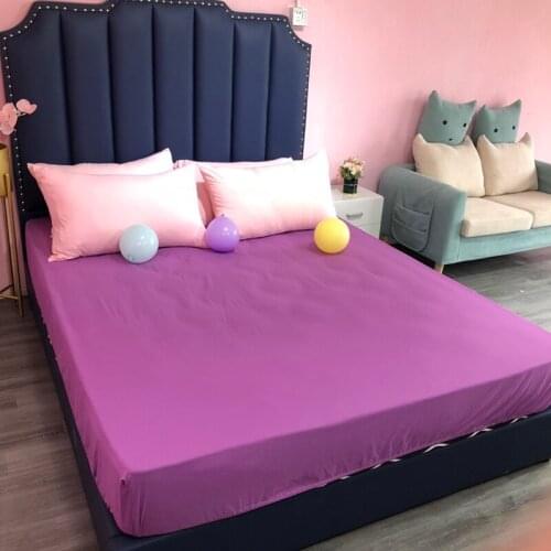 100% Cotton Solid Color Fitted Sheet Stripe Mattress Cover Four Corners With Elastic Band Bed Sheet Hotel bedding wholesale
