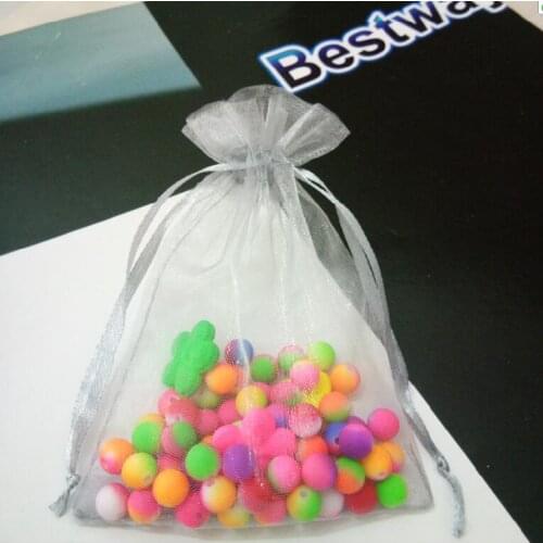 100pcs 11 kinds size Silver grey fabric gift bags for jewelry Wedding Christmas birthday gift bags organza drawstrings Yarn bags