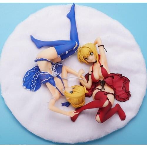 2pcs/Set Fate Stay Night Saber Nero Anime PVC Action Figures Toys pajamas Sexy Girls FGO Red Blue Claudius Caesar Augustus