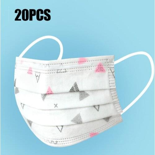 20pcs Adult Non Woven Disposable Facemask 3 Layer Маски Printing Scarf Facemask Halloween Masks For Adults Disposable Маска