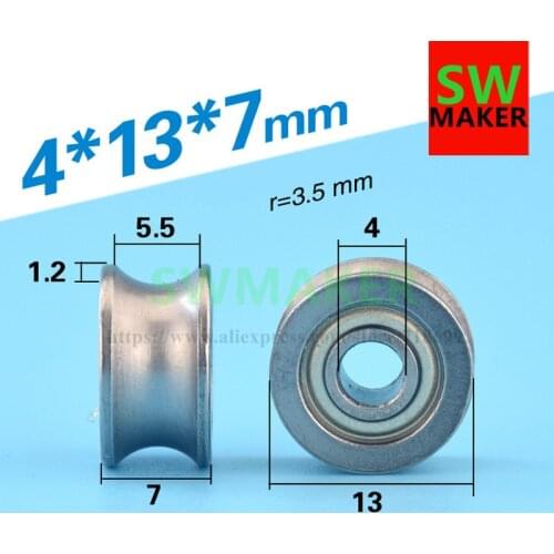 4*13*7mm bearing wheel, U groove, groove, 604UU pulley, roller, 604zz steel wheel, wheel mute