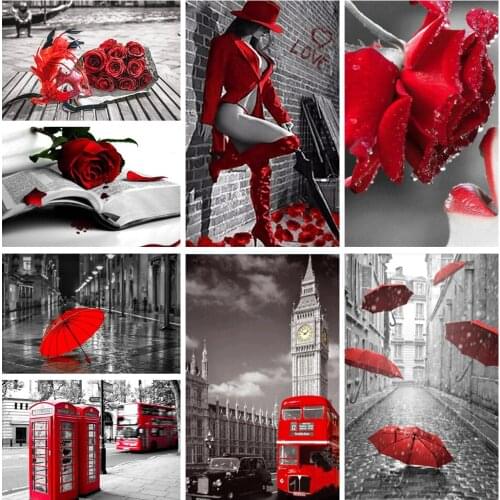 Diamond Painting 5D DIY Full Square Mosaic Diamond Embroidery Sales Red and black Series Cross Stitch Art Rhinestone decor Gift