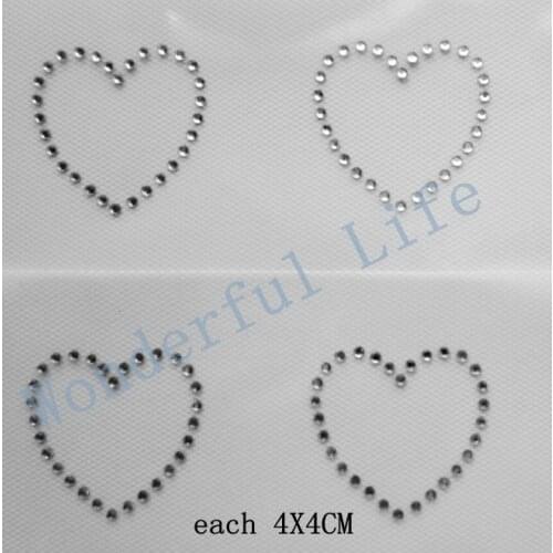 Free shipping small single line love heart hotfix Rhinestone Iron On Heat Transfer