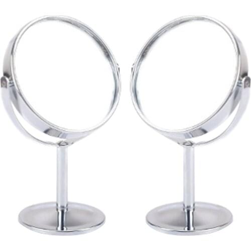 CSHOU174 Magnification Circular Make Up Mirrors Holder Cosmetic Double-Sided Desk Mirrors 8cm Women Ladies Home Bathroom Use