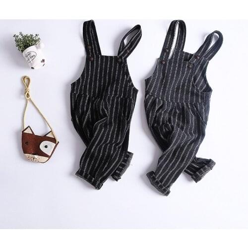 Spring Autumn Baby Striped Overalls Loose Baby Boys Straps Pants Cotton Children Romper Girls Jumpsuit Toddler Pants 12M-3T