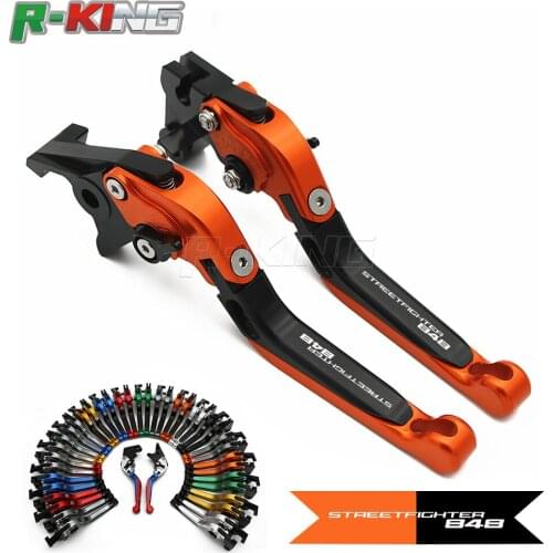 For Ducati STREETFIGHTER 848 2012 2013 2014 2015 Red&Titanium Folding Extendable CNC Motorcycle Brake Clutch Levers