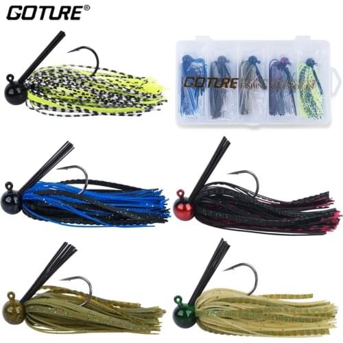 Goture Football Jig 13g Hard Fishing Lure with Mustad Hook and Hand-Tied Premium Silicone Skirt