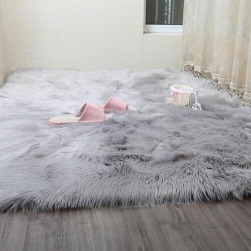 Artificial Wol Plain Fluffy Rug Soft Home Faux Wool Carpet Chair Cover Rugs Bedroom Room Kids Living Mat Taptis For Blanket