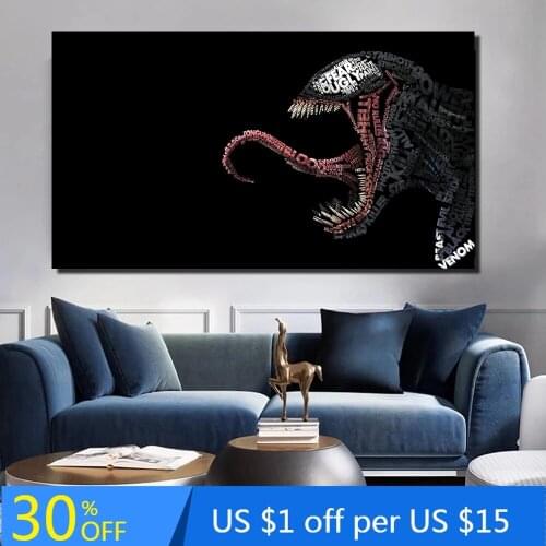 Marvel Superhero Funny Letter Composition Venom Iron Man Poster Print Canvas Painting Art Picture Living Room Decoration Cuadros