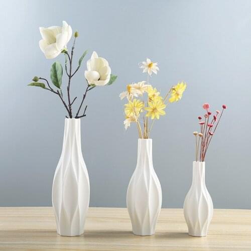 Modern minimalist ceramic flower vase creative living room white dry flower rack European home decoration ornaments