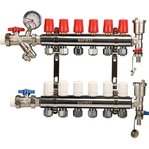 Floor heating manifold 2-9 way radiant floor heating manifold kits underfloor heating water distribution manifold for 1/2 pex