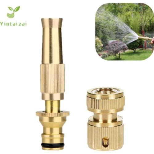 Fast Shipping Brass Spray Nozzle With 1/2inch 3/4inch Flow Connector Car Wash Garden Watering Hose End Connector Water Gun