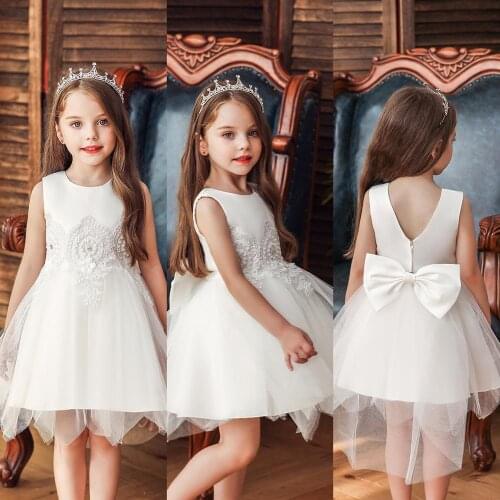 Girl summer dress 2-8 year lace white pink Princess Baby Fancy Wedding Dress prom dressesr Girl Tutu Kids