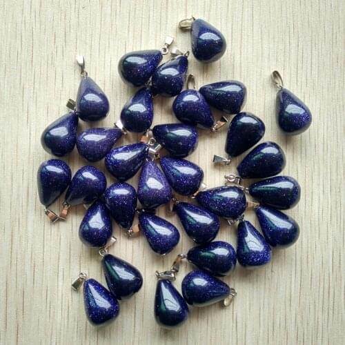 2018 Fahsion hot selling blue sand stone charms water drop shape Pendants charm for jewelry marking 50Pcs/Lot Wholesale free