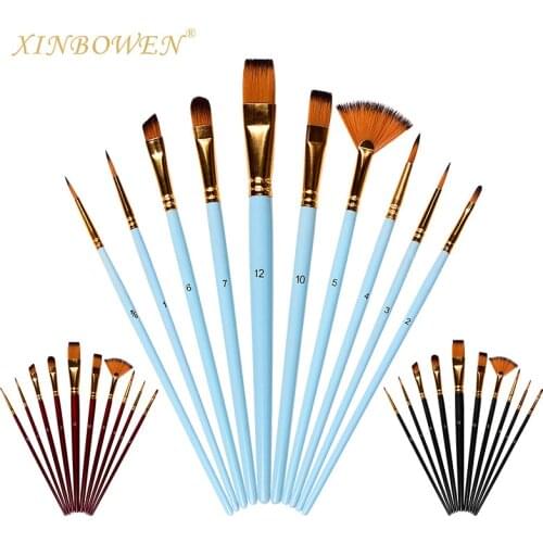 10 double color nylon wool mixed head combination brush set, watercolor brush, professional, hobby