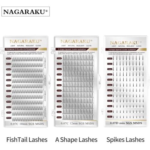 NAGARAKU A Shape Tapered Flat Base Individual Eyelash Extension Matte Classical Eyelashes Make up False eyelashes