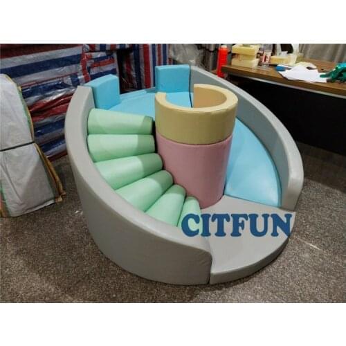 New design Macaroon color Snail model soft kids play Eco-friendly toddler foam climbing slide indoor playground