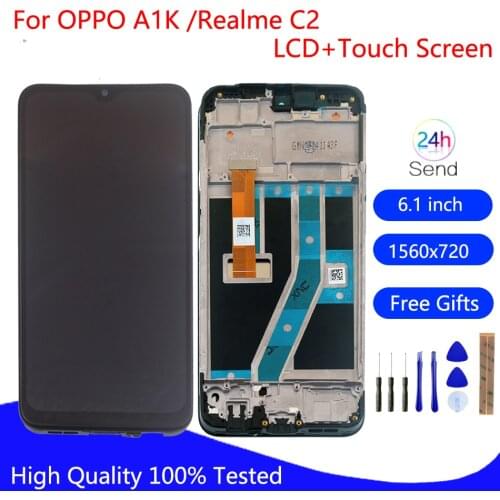 Original For Oppo A1k CPH1923 LCD Display Screen Touch Panel Digitizer For Oppo Realme C2 RMX1941 RMX1945 Screen LCD With Frame