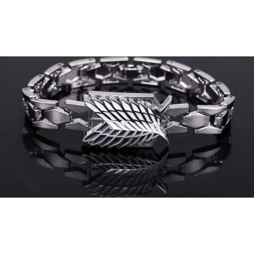 MOSU Hot Anime Silver Alloy Bracelets Attack on Titan Logo bracelet Cosplay Accessories Metal Bangle Drop-shipping