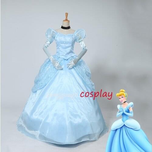 Adult Princes deluxe blue ball gown dress Cosplay Costume dress For Women and Girls Party Prom Dress