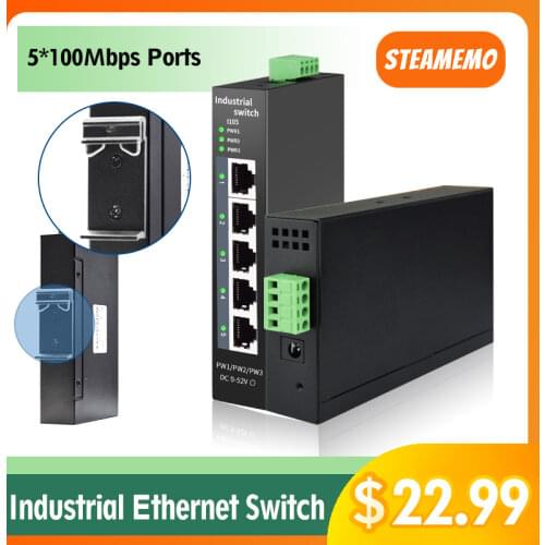 Industrial network Switch with 5 Network 10/100mbps port Base-T DIN IP40 fanless