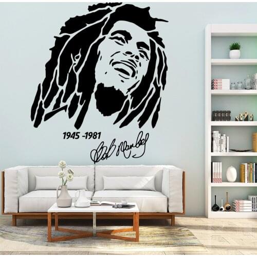 Drop Shipping Bob Marley Self Adhesive Vinyl Wall Art Decal Wall Stickers For Kids Rooms Art Decoration DIY Home Decor